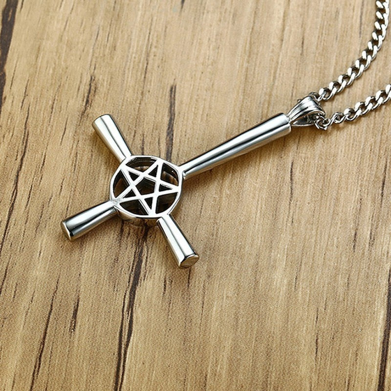 Inverted Cross Necklace Upside Down Cross Necklace